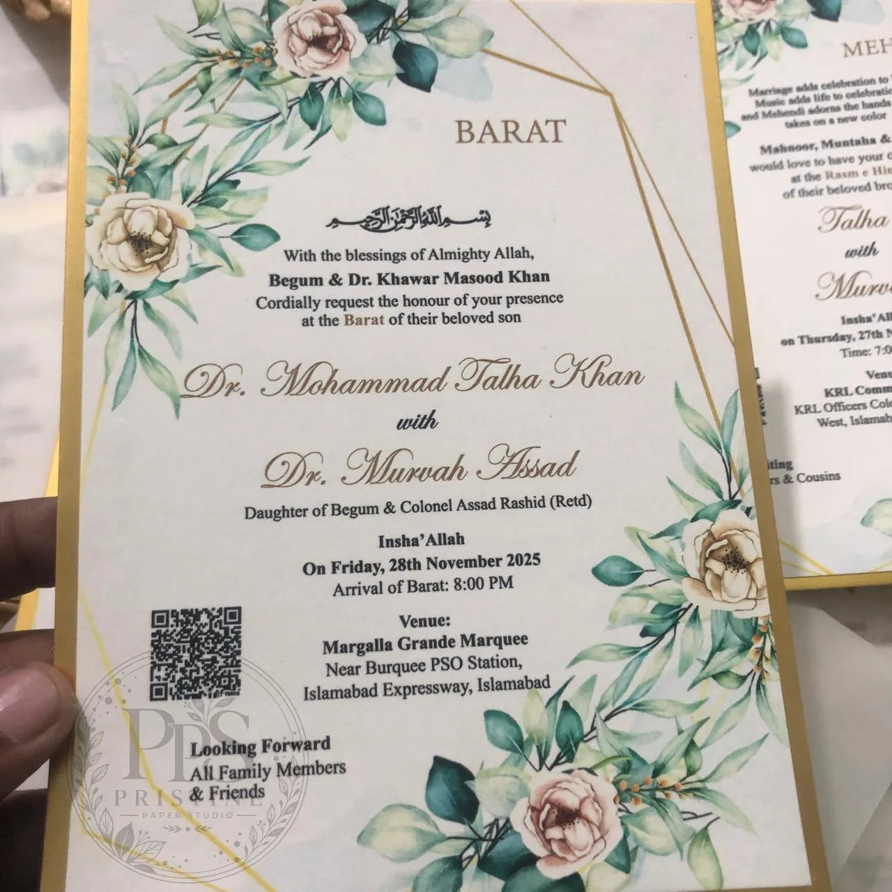 WC - 013 — Elegant Green Wedding Invitation