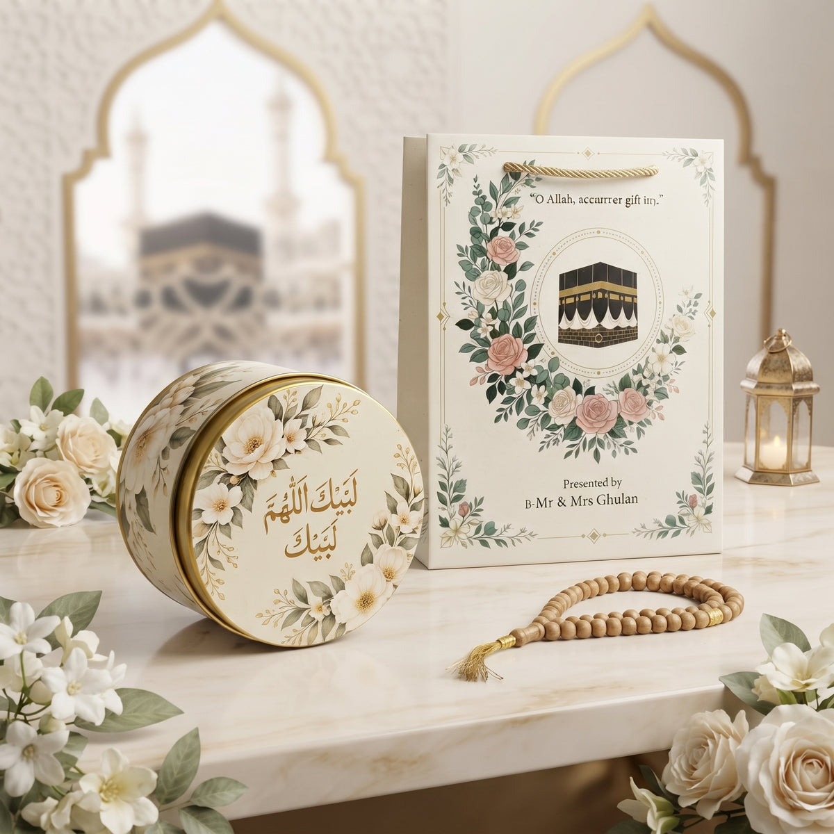 Elegant Umrah Giveaway Set with Custom Gift Bag