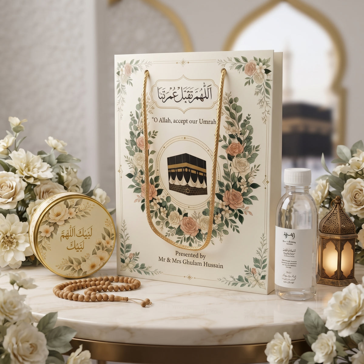 Elegant Umrah Giveaway Set with Custom Gift Bag