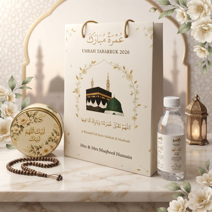 Customized Umrah Return Gift Set with Zamzam Bottle