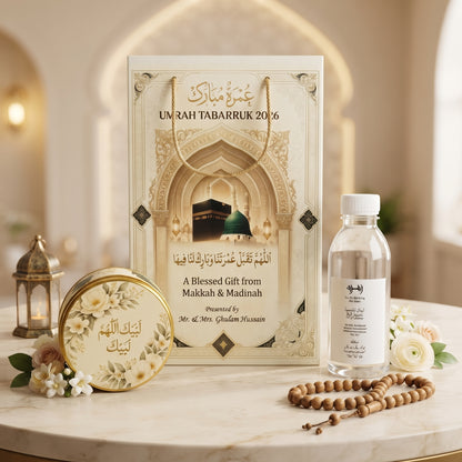 Complete Umrah Tabarruk Packaging Set – Three-Piece Collection