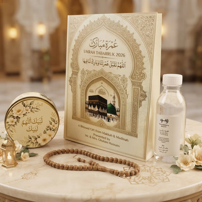 Exclusive Umrah Return Gift Hamper with Bag, Tin & Bottle