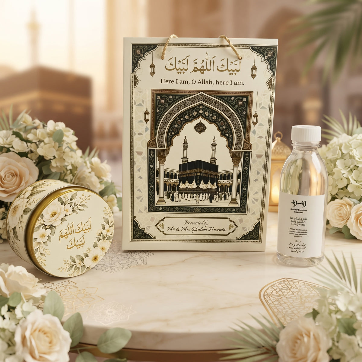 Customized Umrah Tabarruk Tin Boxes for Return Gifts