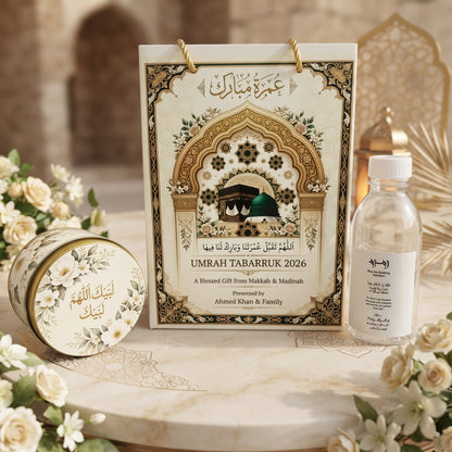 Premium Umrah Tabarruk Tin Box – 3-Inch Diameter